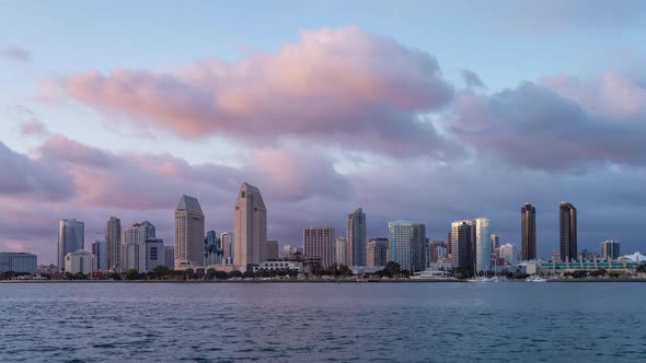 Downtown San Diego Skyline Sunset Day to Night