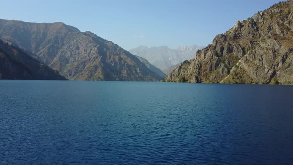 Blue Lake And Mountains Aerial