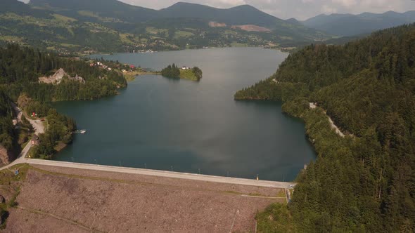Aerial view of an artificial lake