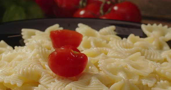 Ready Pasta Dish With Cherry Tomatoes And Parmesan