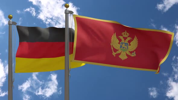 Germany Flag Vs Montenegro On Flagpole