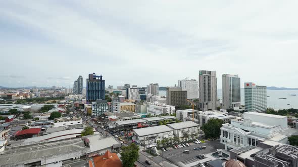 Time lapse of beautiful Pattaya city around sea ocean bay in Thailand