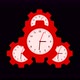 Red Color Gear Icon Clock Isolated On Black Background - VideoHive Item for Sale