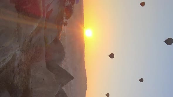 Vertical Video  Balloons in Cappadocia Turkey