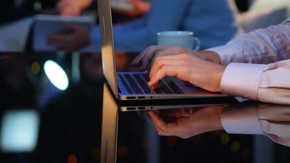 Businessman working on laptop