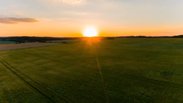 Sunset over fields