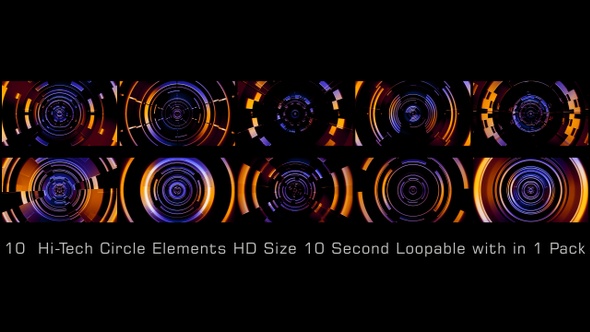 Hi-Tech Circle Elements Pack Orange V03 alt