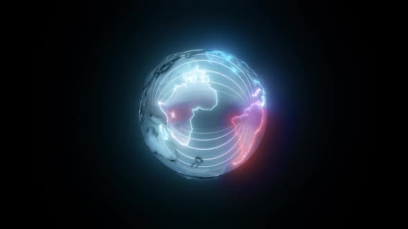Earth Globe With Glowing Countries Hd