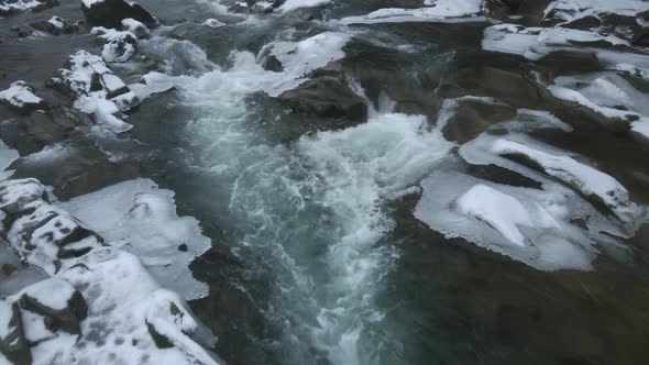 Carpathian Waterfall Probiy, Yaremche, Ukraine