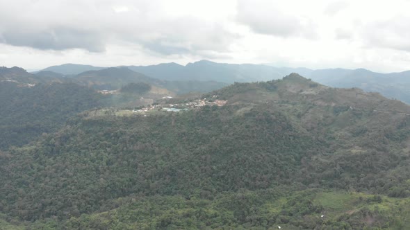 Aerial view of Phongsali valley, North Laos near China. Travel destination for tribal trekking in Ak