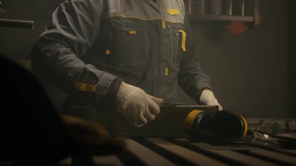 Metalworker in the workshop