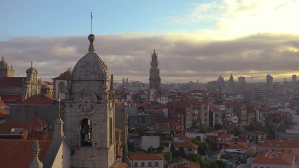 Porto in Portugal, aerial drone cityscape view 4k