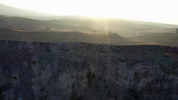 Top View of Mountains Cliffs and Valley on a Beautiful Summer Day