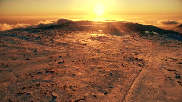 Snow Mountains at Sunset