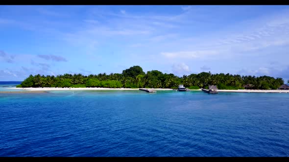 Aerial drone view tourism of perfect sea view beach break by blue water and clean sandy background o