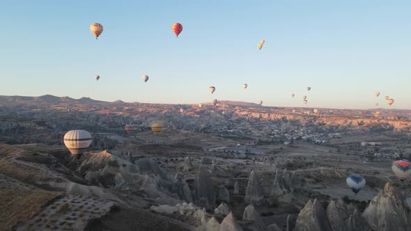 Cappadocia, Turkey : Balloons in the Sky. Aerial View