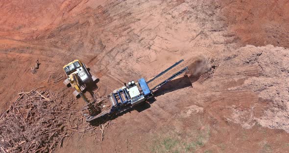 Roots Crush Branches with a Chipper Shredder or Wood Chipper Machine