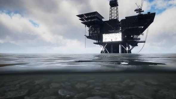 Large Pacific Ocean Offshore Oil Rig Drilling Platform alt