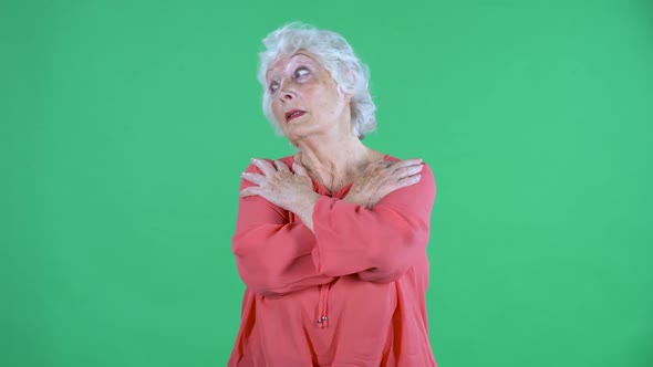 Portrait Elderly Woman Looking at the Camera with Shocked Frightened Expression on Her Face