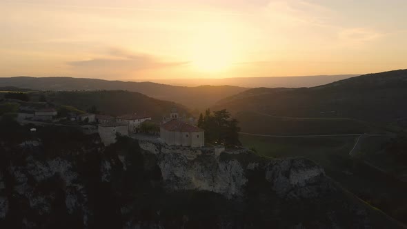 Aerial View of Santa Casilda Shrine at Sunset La Bureba Burgos Province CastileLeon