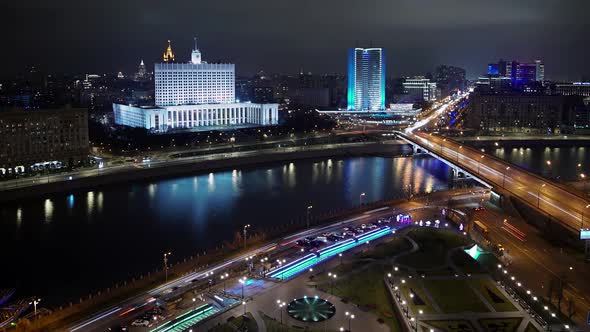 Gimbal Timelapse Shot of House of the Government in Moscow