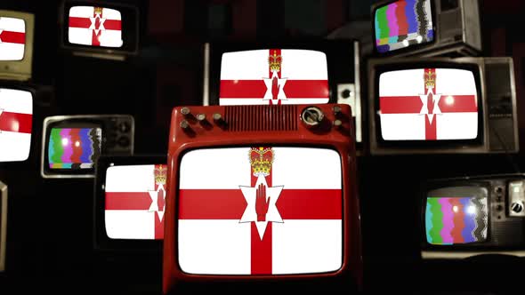 Northern Ireland Flag and Retro TVs.