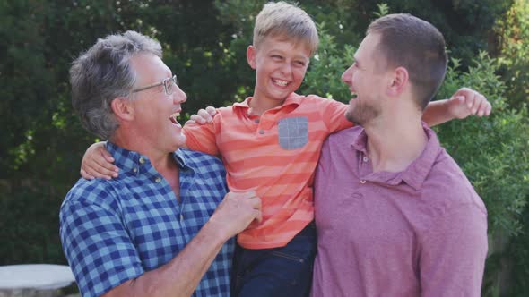 Family having fun in the garden