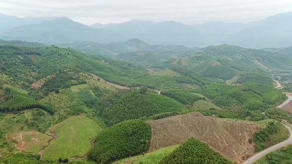 Majestic Foggy Tropical Mountains Landscape,Drone View.