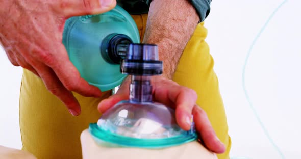 Male paramedic during cardiopulmonary resuscitation training