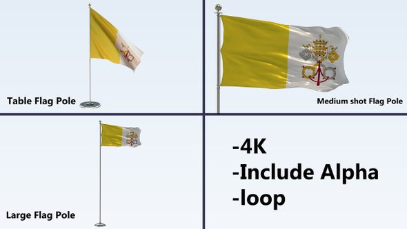 Vatican City Holy See Flag Pole Pack 4k-Loop