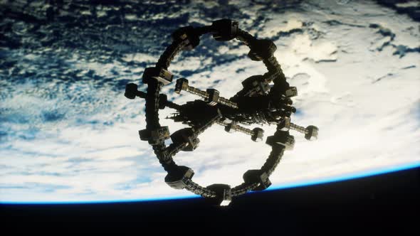 Space Station Above the Earth Elements of Image Furnished By NASA alt