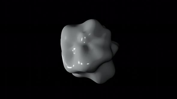 Organic fluid 3D shape growing out of screen. alt