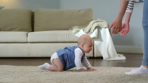 Baby Girl Crawling then Standing Upright