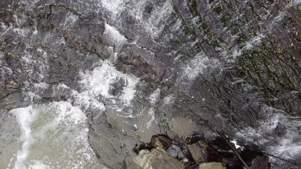 Vertical View Looking Down Cascading Waterfall Rock Face Albion Falls, Hamilton, Ontario, Canada