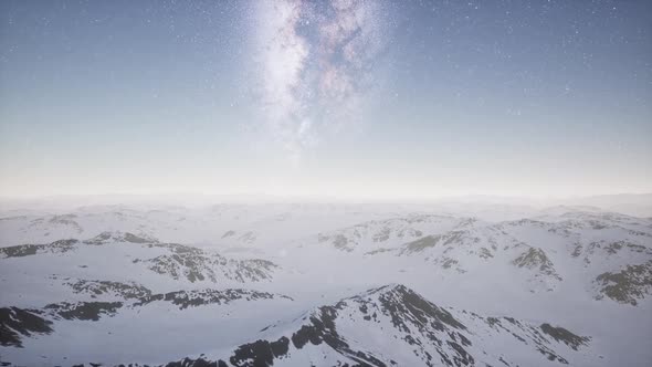 Milky Way Above Snow Covered Terrain