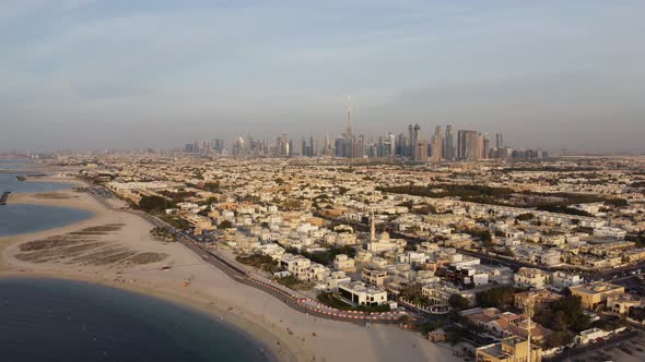 Dubai beach and Skyscraper