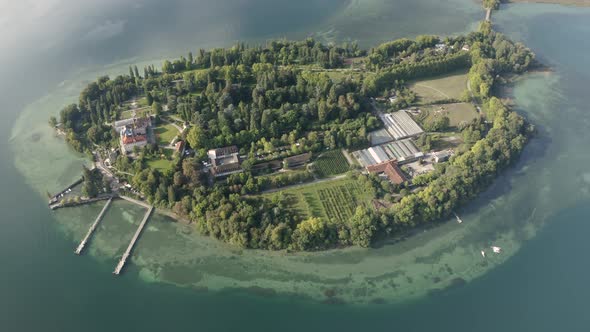 Aerial view of the beautiful little island of Mainau.