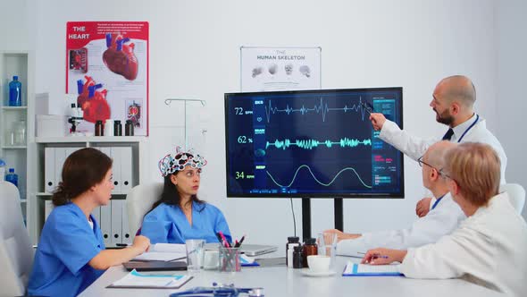 Medic Researcher Using High Technology Analysing Brain Impulse