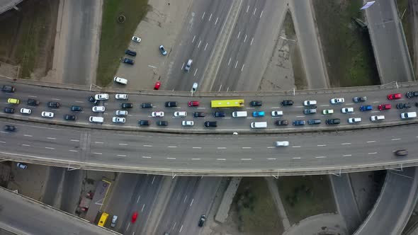 Highway Traffic Jam Due to Accident Top View