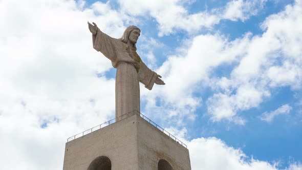 4K timelapse of Jesus Christ monument  Cristo rei in Lisbon, Portugal