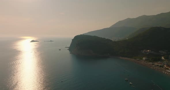 aerial view on Petrovac, Budva coast