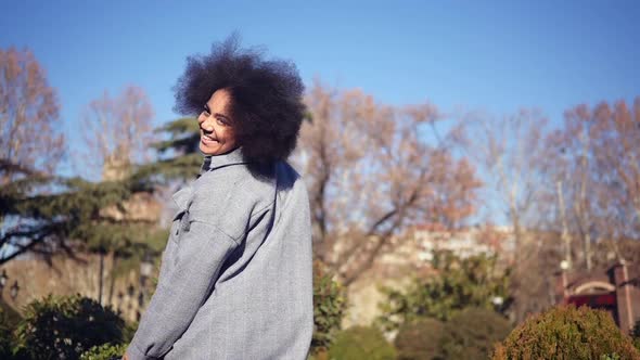 Close Up Fashion Street Style Portrait of Attractive Young Natural Beauty African American Woman