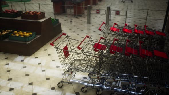 Empty Closed Supermarket Due Covid19 Coronavirus Epidemic