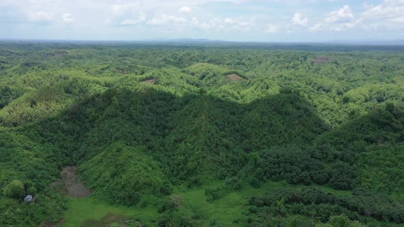 Aerial view of mountain landscape with clouds, Chittagong, Bangladesh.