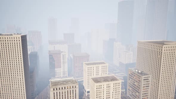 Skyscrapers Covered By Morning Fog