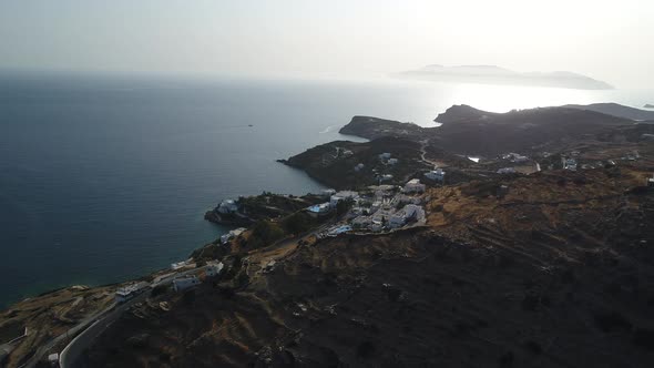 Mylopotas on the island of Ios in the Cyclades in Greece seen from the sky