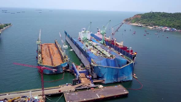 Aerial View Logistics Concept Floating Dry Dock