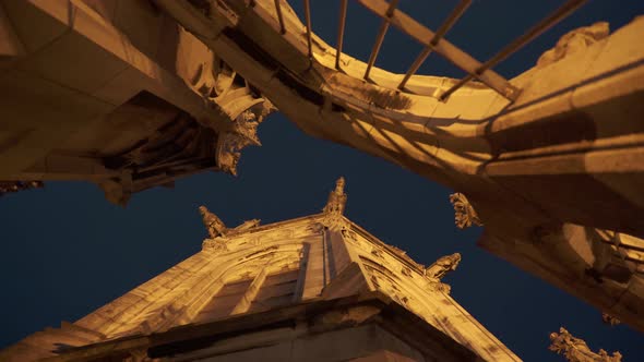 Real Time Close Up Shot of the New Town Hall From the Observation Deck at Night Time