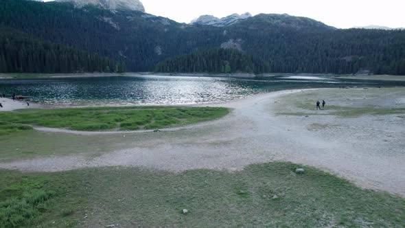 Aerial View Black Lake in Montenegro Mountain Crno Jezero in Durmitor Park