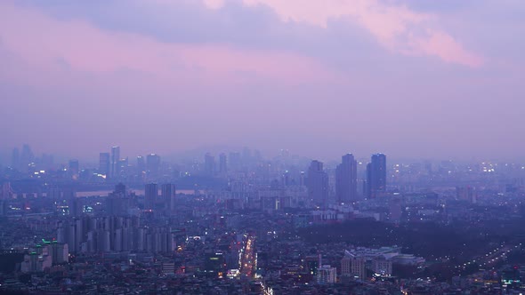 Seoul Night City Smog